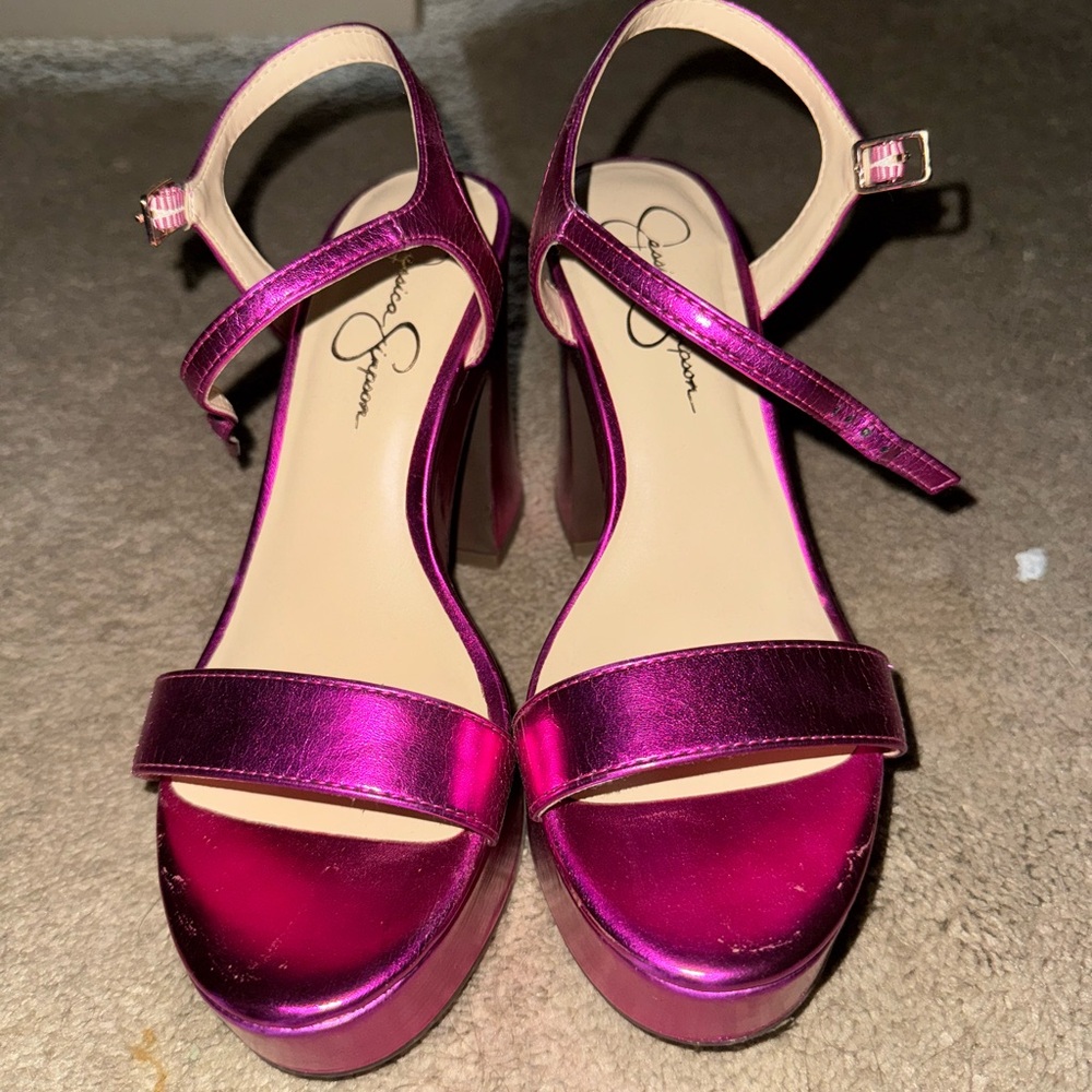 Jessica Simpson Metallic Magenta Platform Sandals
